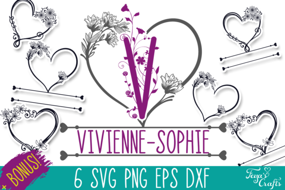 Download Heart Monogram SVG Pack &amp; Bonus Font - Heart Collection