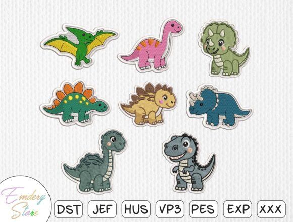Download Cute Dinosaur Patch Embroidery Bundle - Cute Collection