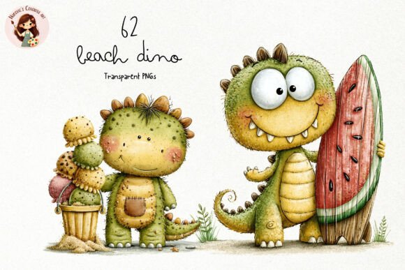 Download Cute Beach Dino PNG Clipart - Cute Collection